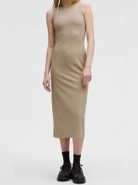lululemon athletica Ribbed Long Tank Dress in Taupe